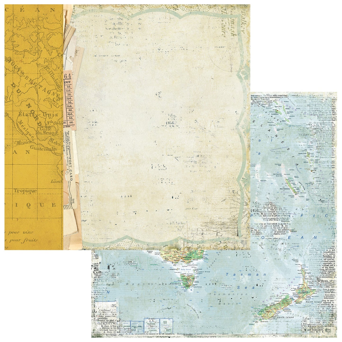 49 And Market - Travel Diaries Collection - 12 x 12 Double Sided Paper - Vintage Map