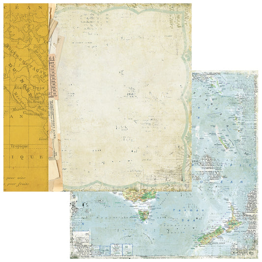 49 And Market - Travel Diaries Collection - 12 x 12 Double Sided Paper - Vintage Map