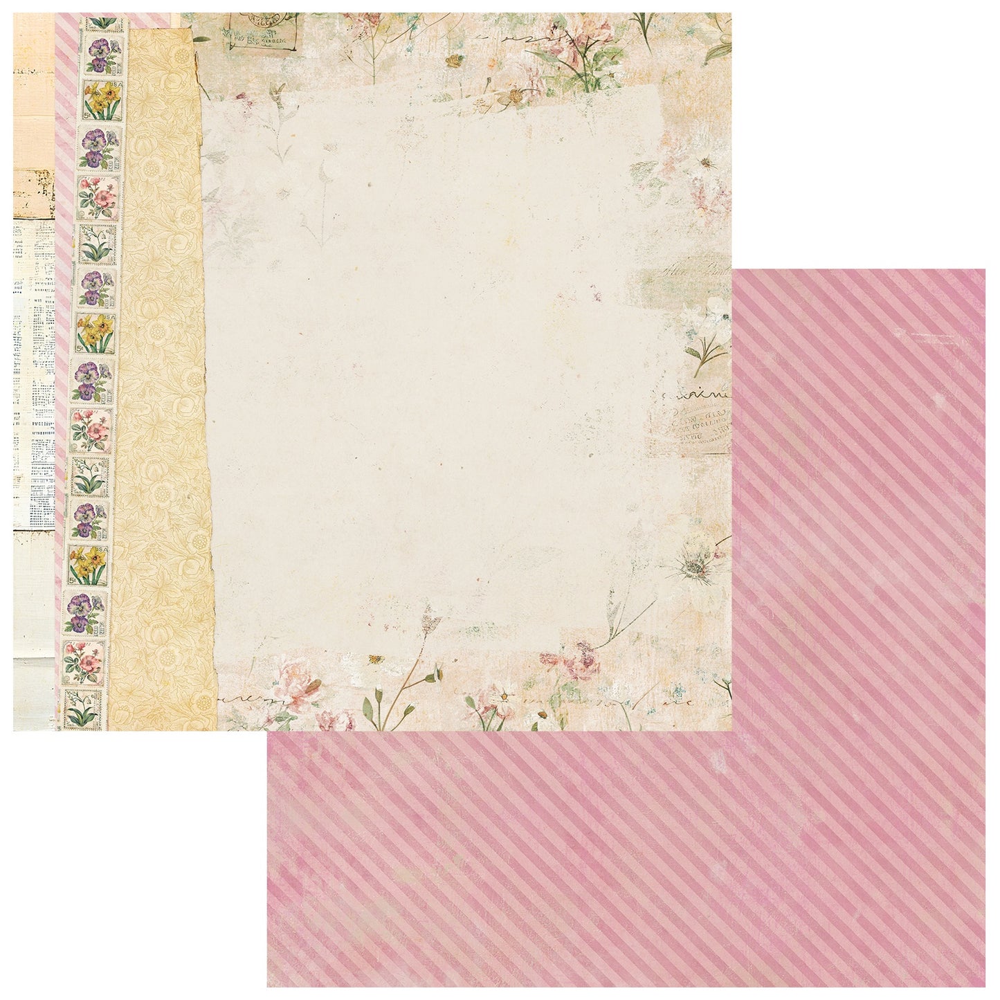 49 And Market - From The Garden Collection - 12 x 12 Double Sided Paper - Sweet Pea