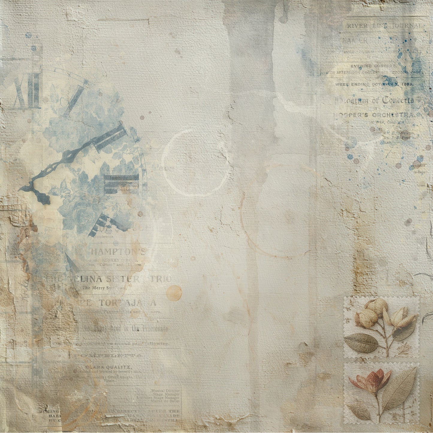 49 And Market - Faded Memory Lane Collection - 12 x 12 Double Sided Paper - Collected Ephemera