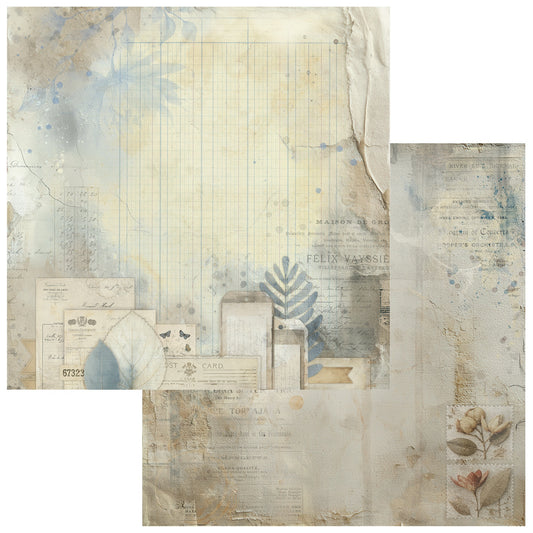 49 And Market - Faded Memory Lane Collection - 12 x 12 Double Sided Paper - Collected Ephemera
