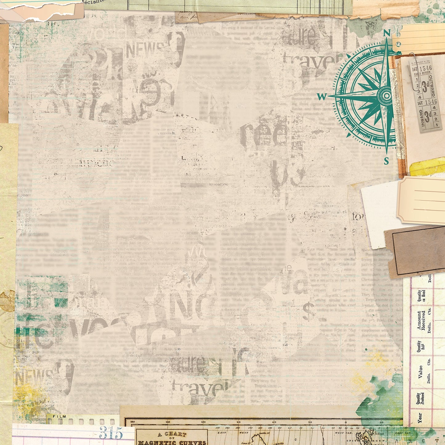 49 And Market - Travel Diaries Collection - 12 x 12 Double Sided Paper - Travel Notes