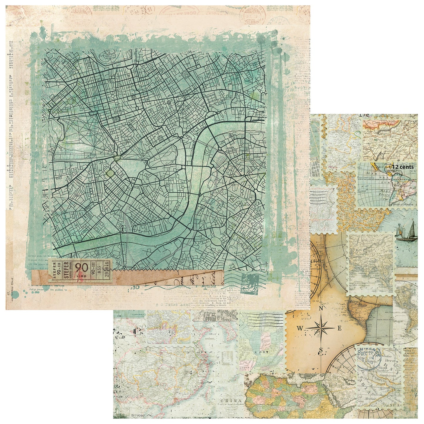 49 And Market - Travel Diaries Collection - 12 x 12 Double Sided Paper - Adventure