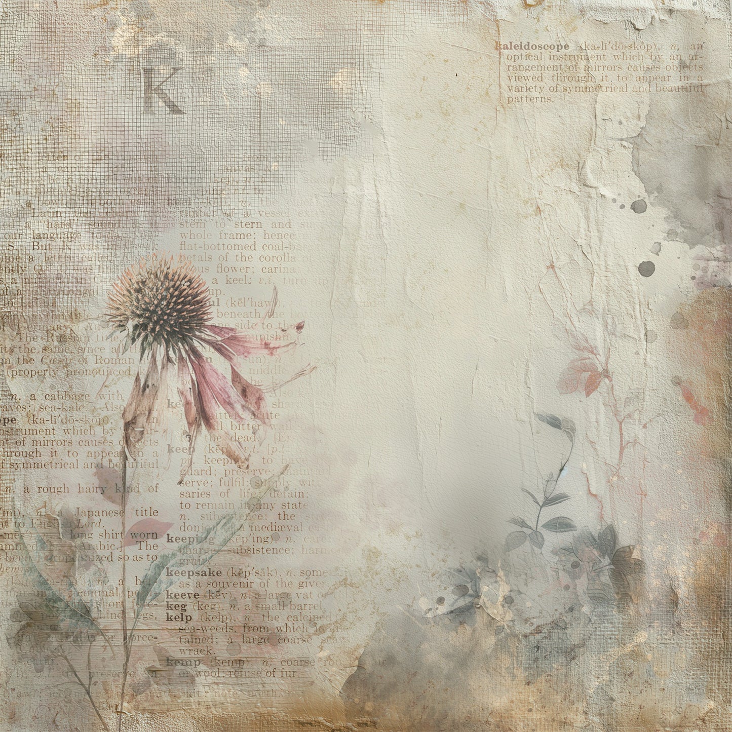 49 And Market - Faded Memory Lane Collection - 12 x 12 Double Sided Paper - Pressed Petals