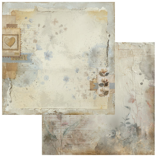 49 And Market - Faded Memory Lane Collection - 12 x 12 Double Sided Paper - Pressed Petals
