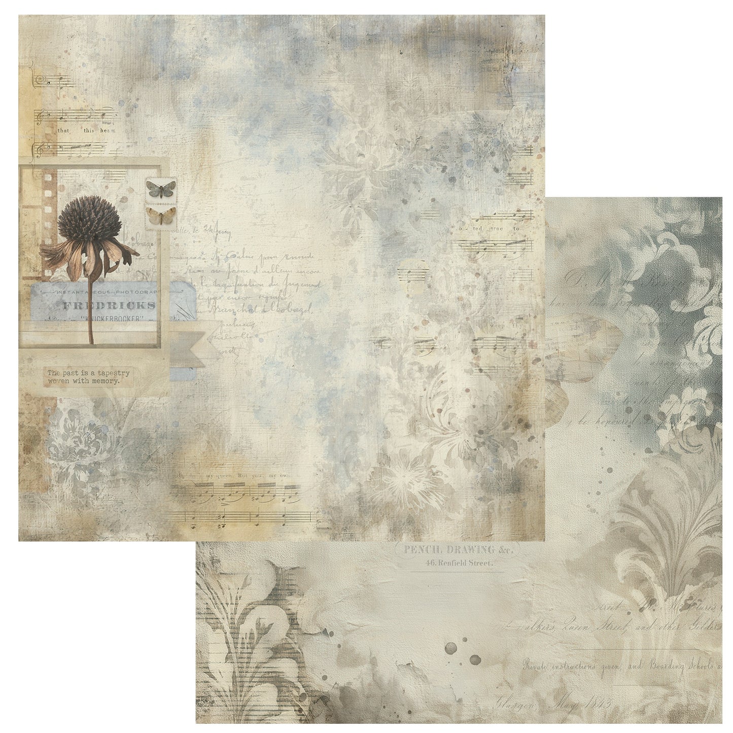 49 And Market - Faded Memory Lane Collection - 12 x 12 Double Sided Paper - Observations
