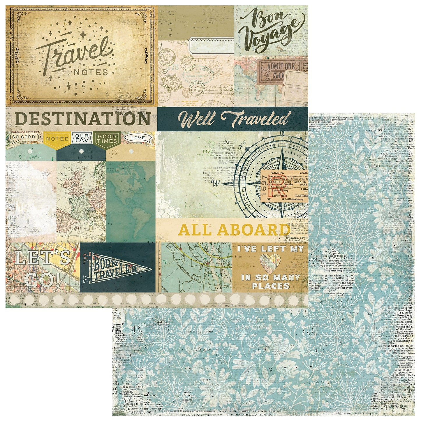 49 And Market - Travel Diaries Collection - 12 x 12 Double Sided Paper - All Aboard