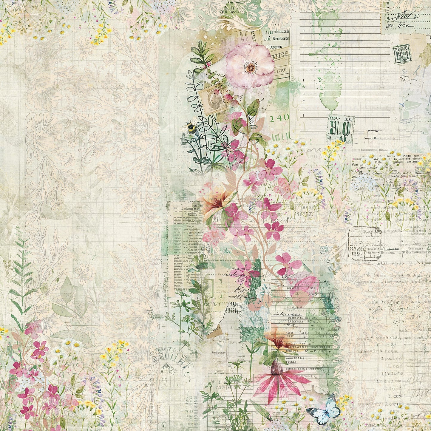 49 And Market - From The Garden Collection - 12 x 12 Double Sided Paper - Foxglove