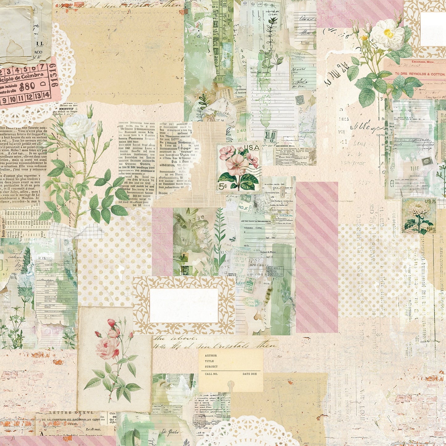 49 And Market - From The Garden Collection - 12 x 12 Double Sided Paper - Queen Anne