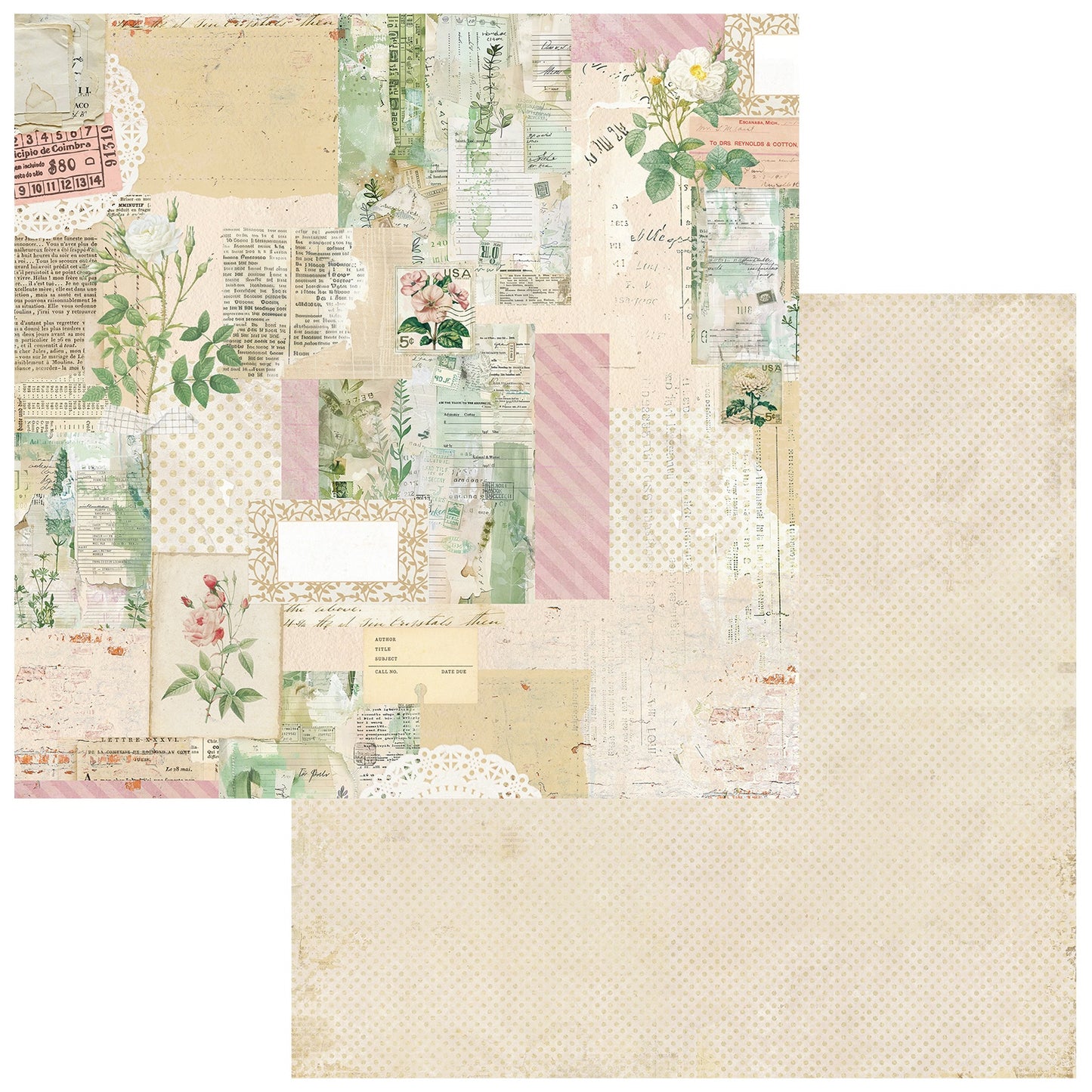 49 And Market - From The Garden Collection - 12 x 12 Double Sided Paper - Queen Anne