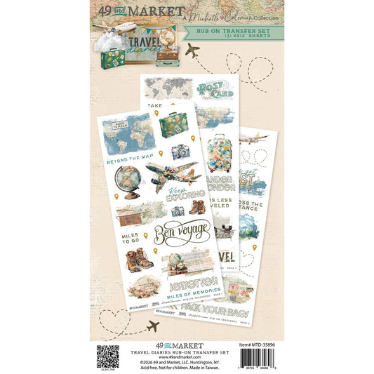 49 And Market - Travel Diaries Collection - Blendable Rub-On Transfer Set 6"X12"