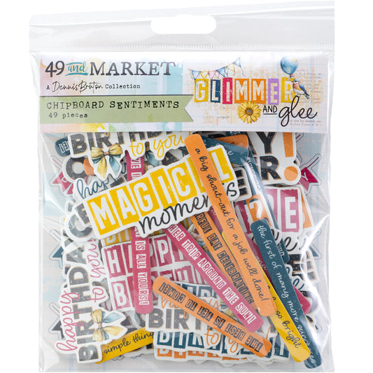 49 and Market - Glimmer And Glee Collection - Chipboard Sentiments