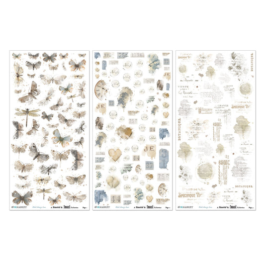 49 And Market - Faded Memory Lane Collection - 6 x 12 Blendable Rub-On Transfers