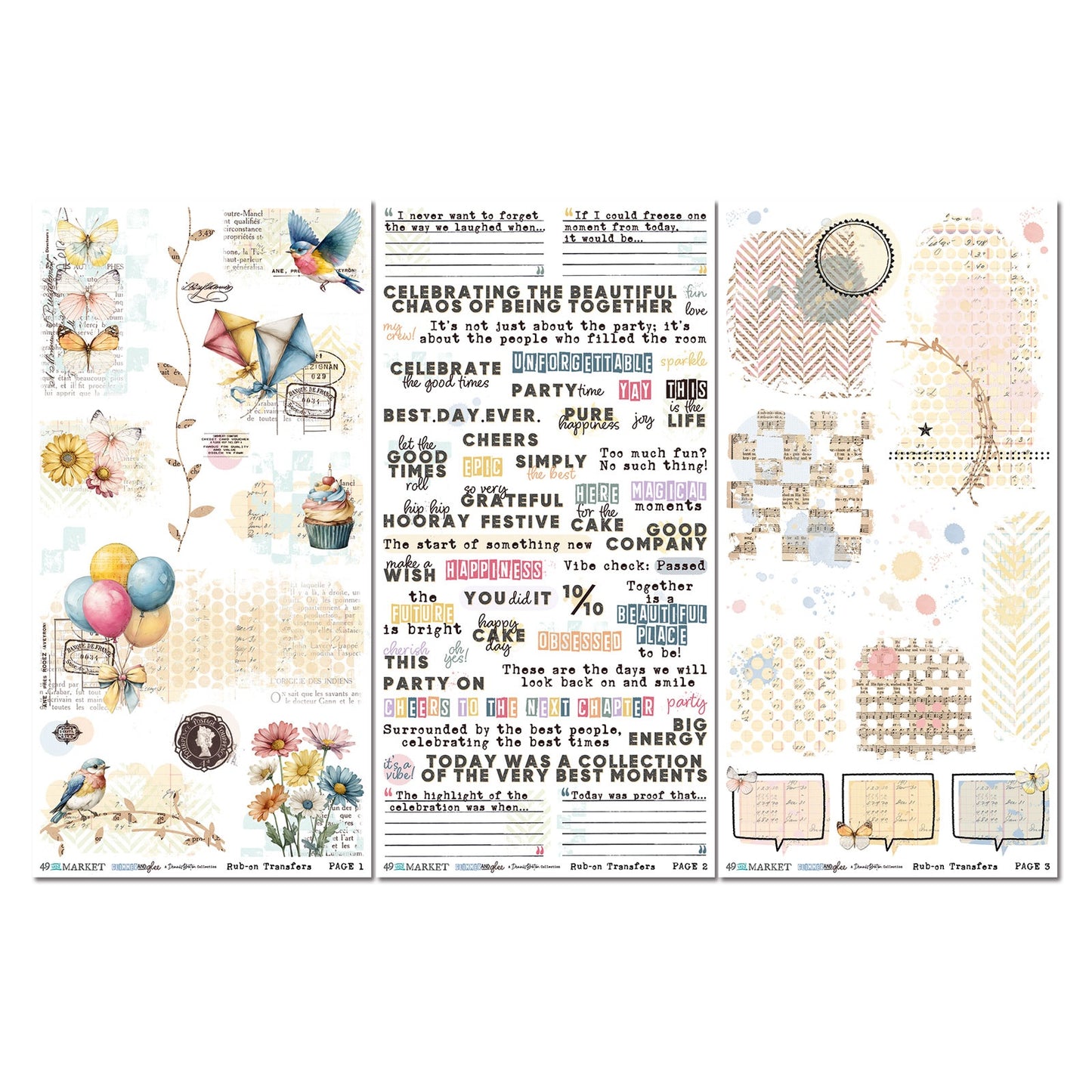 49 and Market - Glimmer And Glee Collection - Blendable Rub-On Transfer Set