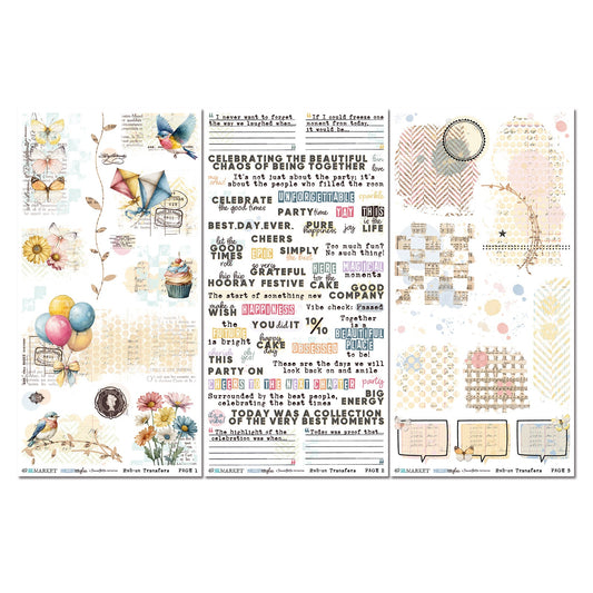 49 and Market - Glimmer And Glee Collection - Blendable Rub-On Transfer Set