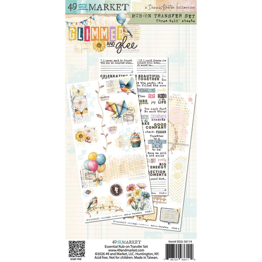 49 and Market - Glimmer And Glee Collection - Blendable Rub-On Transfer Set