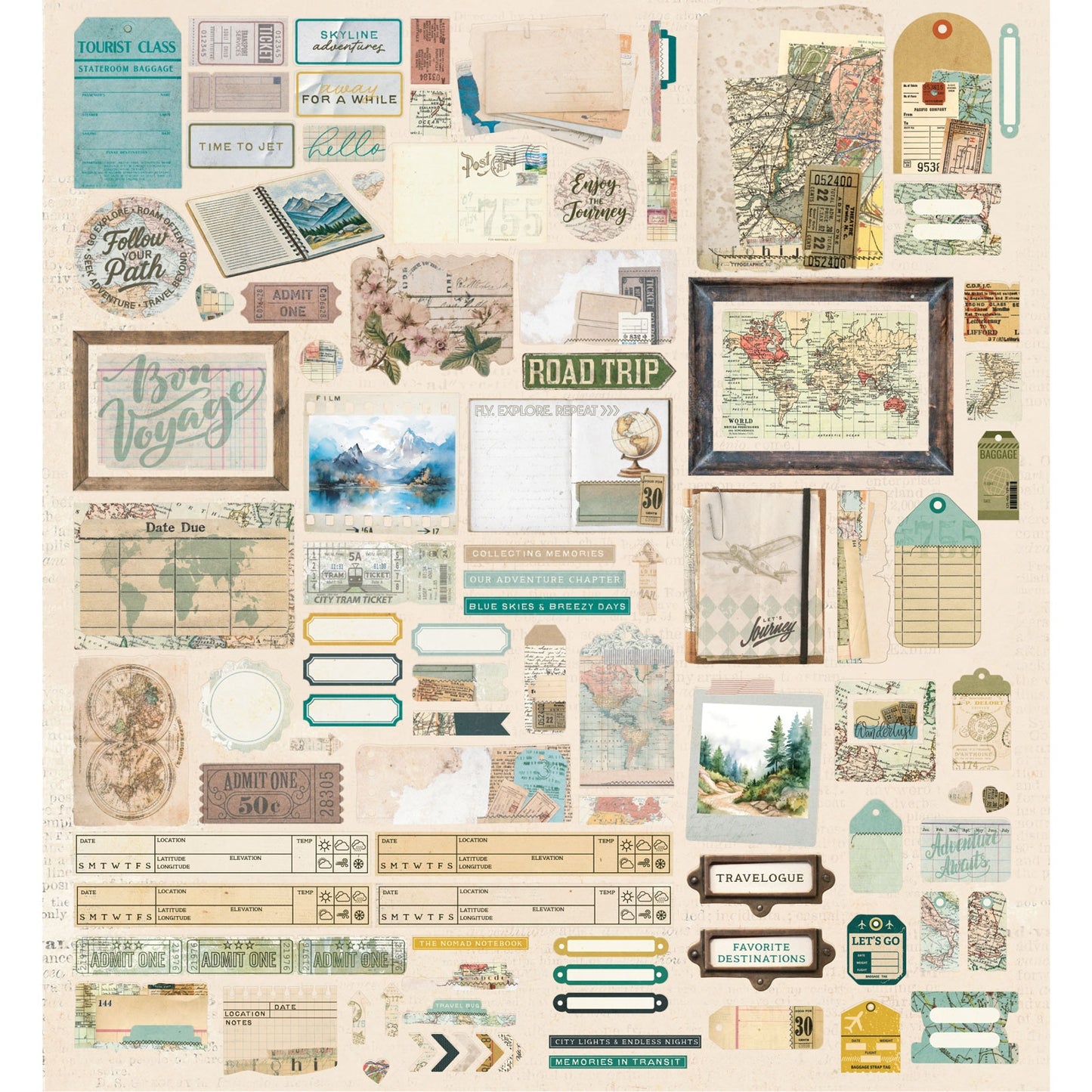 49 And Market - Travel Diaries Collection - Die Cut Elements