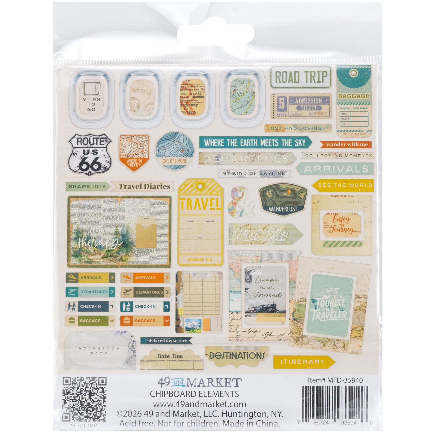 49 And Market - Travel Diaries Collection - Chipboard Set