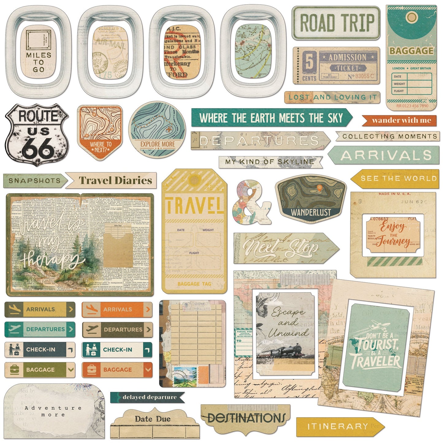 49 And Market - Travel Diaries Collection - Chipboard Set