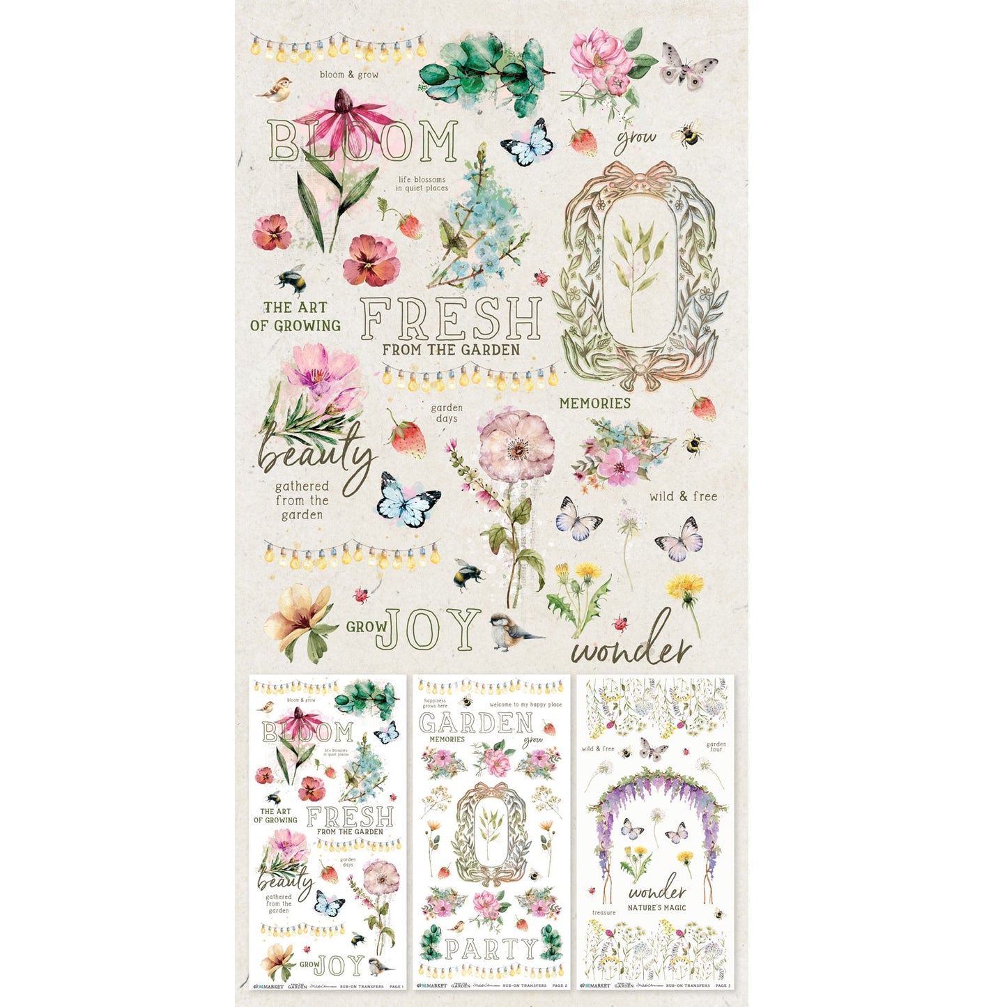 49 And Market - From The Garden Collection - 6 x 12 Blendable Rub-On Transfers