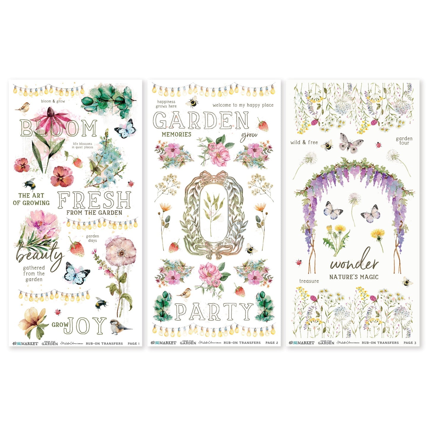 49 And Market - From The Garden Collection - 6 x 12 Blendable Rub-On Transfers