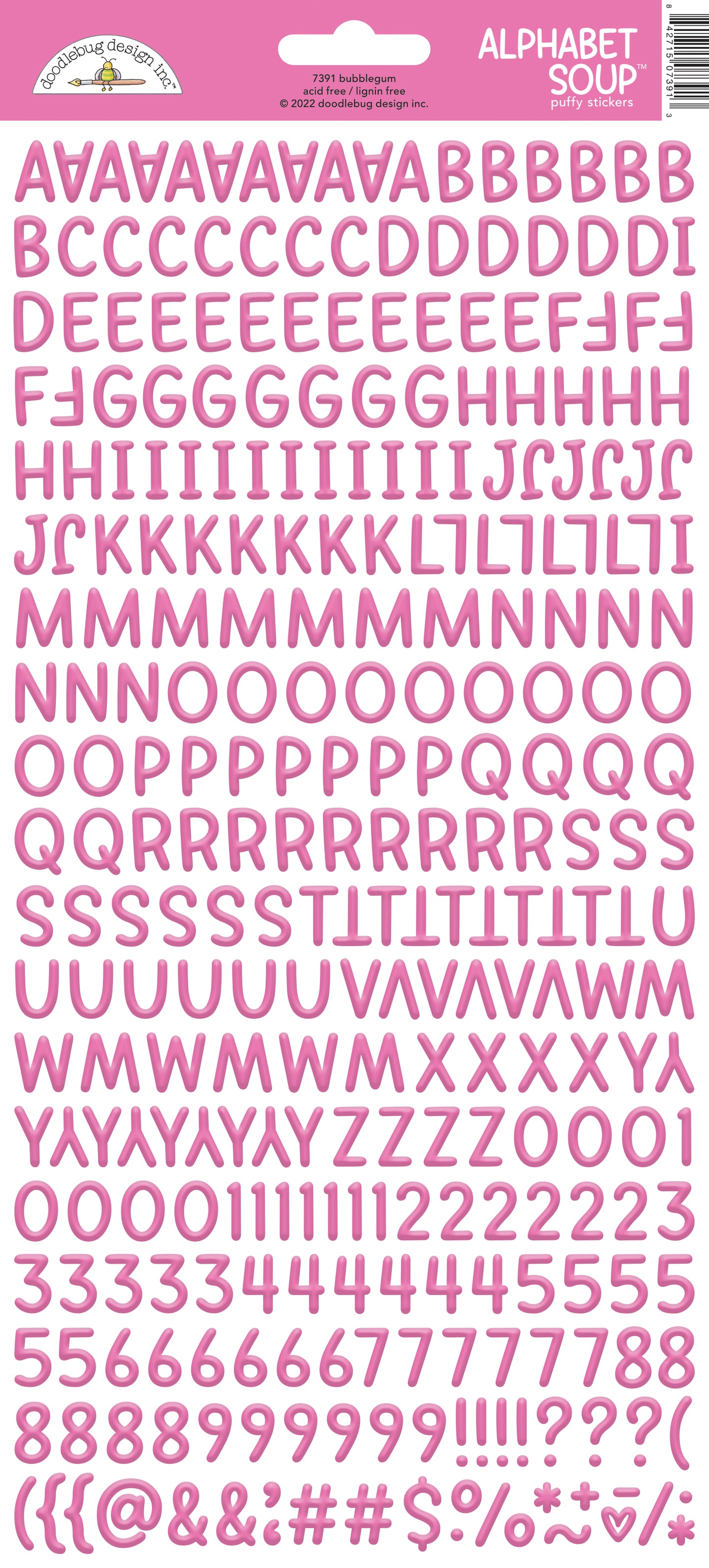 Doodlebug Design - Alphabet Soup Puffy Stickers - Bubblegum