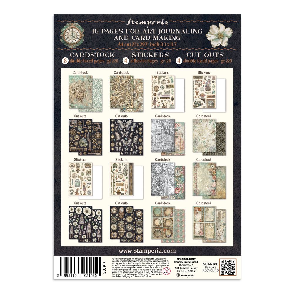 Stamperia - Gardens Of Time Collection - Junk Journal - Stickers, Cut-Outs, and Backgrounds