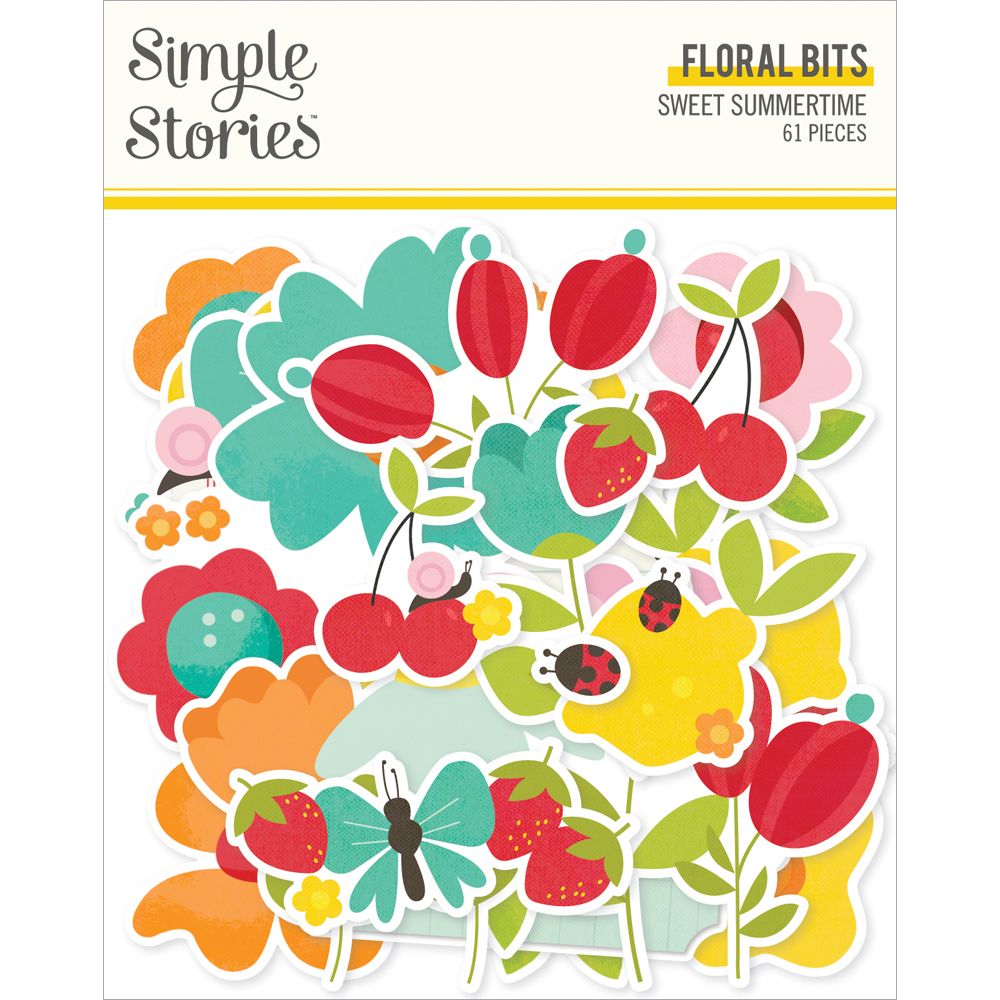 Simple Stories - Sweet Summertime Collection - Ephemera - Floral Bits And Pieces