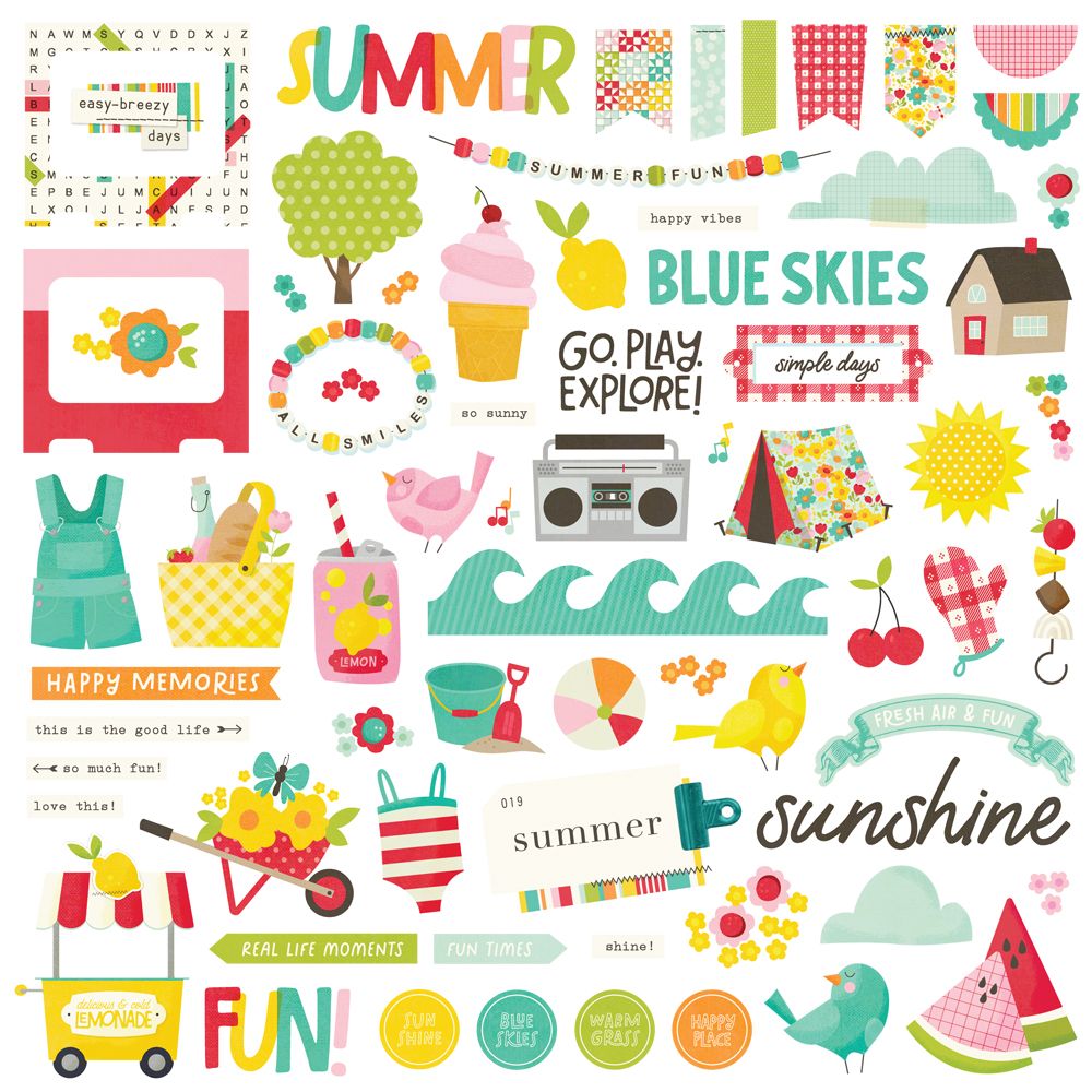 Simple Stories - Sweet Summertime Collection - Chipboard Pieces