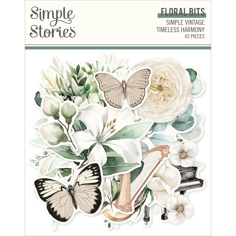 Simple Stories - Simple Vintage Timeless Harmony Collection - Ephemera - Floral Bits And Pieces