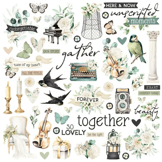 Simple Stories - Simple Vintage Timeless Harmony Collection - Chipboard Pieces