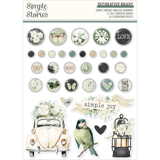 Simple Stories - Simple Vintage Timeless Harmony - Self Adhesive Decorative Brads