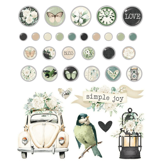 Simple Stories - Simple Vintage Timeless Harmony - Self Adhesive Decorative Brads