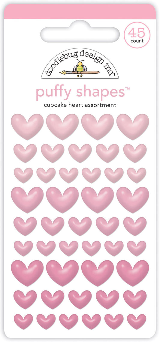 Doodlebug Design - Monochromatic Collection - Stickers - Puffy Shapes - Cupcake Heart