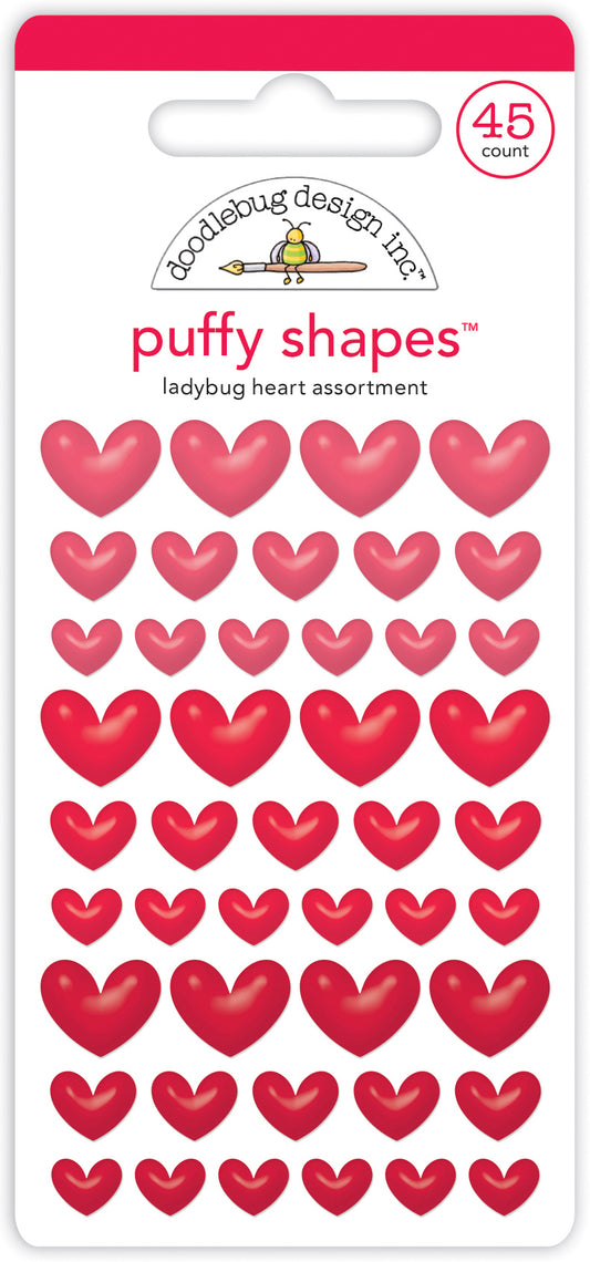 Doodlebug Design - Monochromatic Collection - Stickers - Puffy Shapes - Ladybug Heart