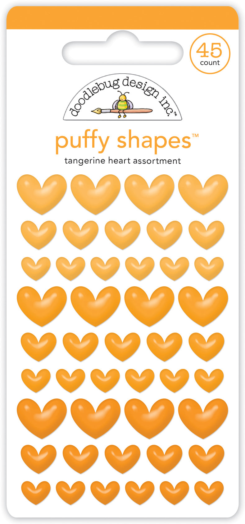 Doodlebug Design - Monochromatic Collection - Stickers - Puffy Shapes - Tangerine Heart