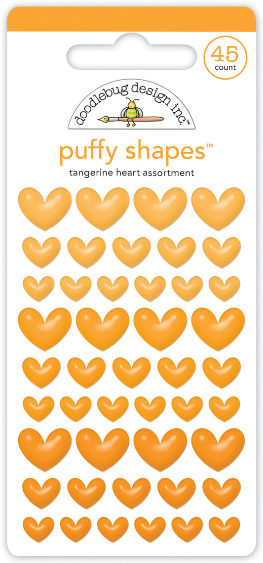Doodlebug Design - Monochromatic Collection - Stickers - Puffy Shapes - Tangerine Heart