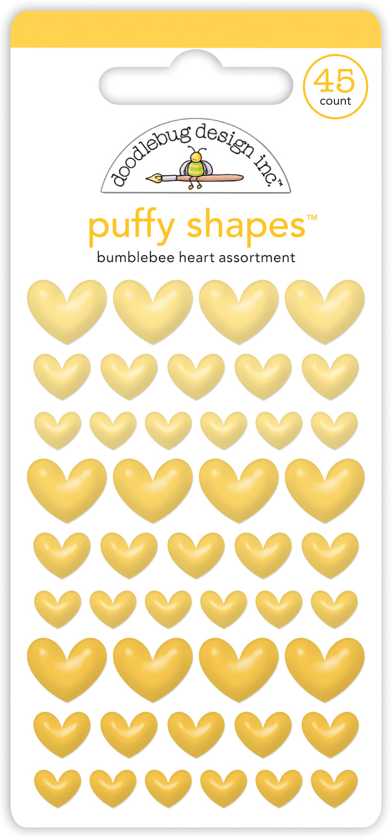 Doodlebug Design - Monochromatic Collection - Stickers - Puffy Shapes - Bumblebee Heart