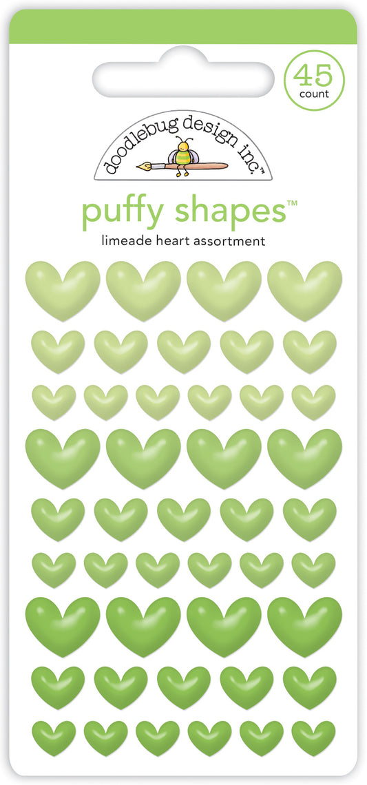 Doodlebug Design - Monochromatic Collection - Stickers - Puffy Shapes - Limeade Heart