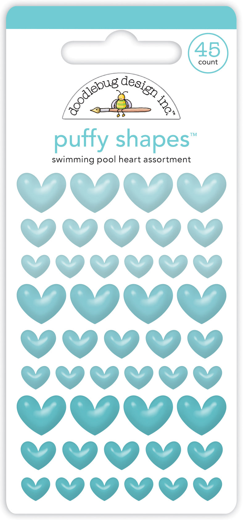 Doodlebug Design - Monochromatic Collection - Stickers - Puffy Shapes - Swimming Pool Hearts