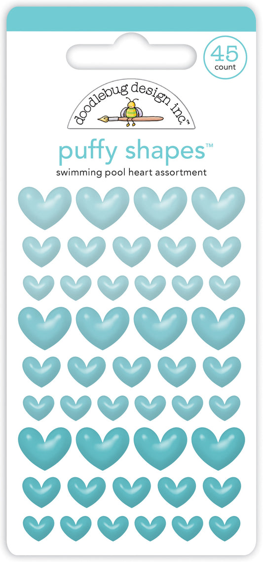 Doodlebug Design - Monochromatic Collection - Stickers - Puffy Shapes - Swimming Pool Hearts