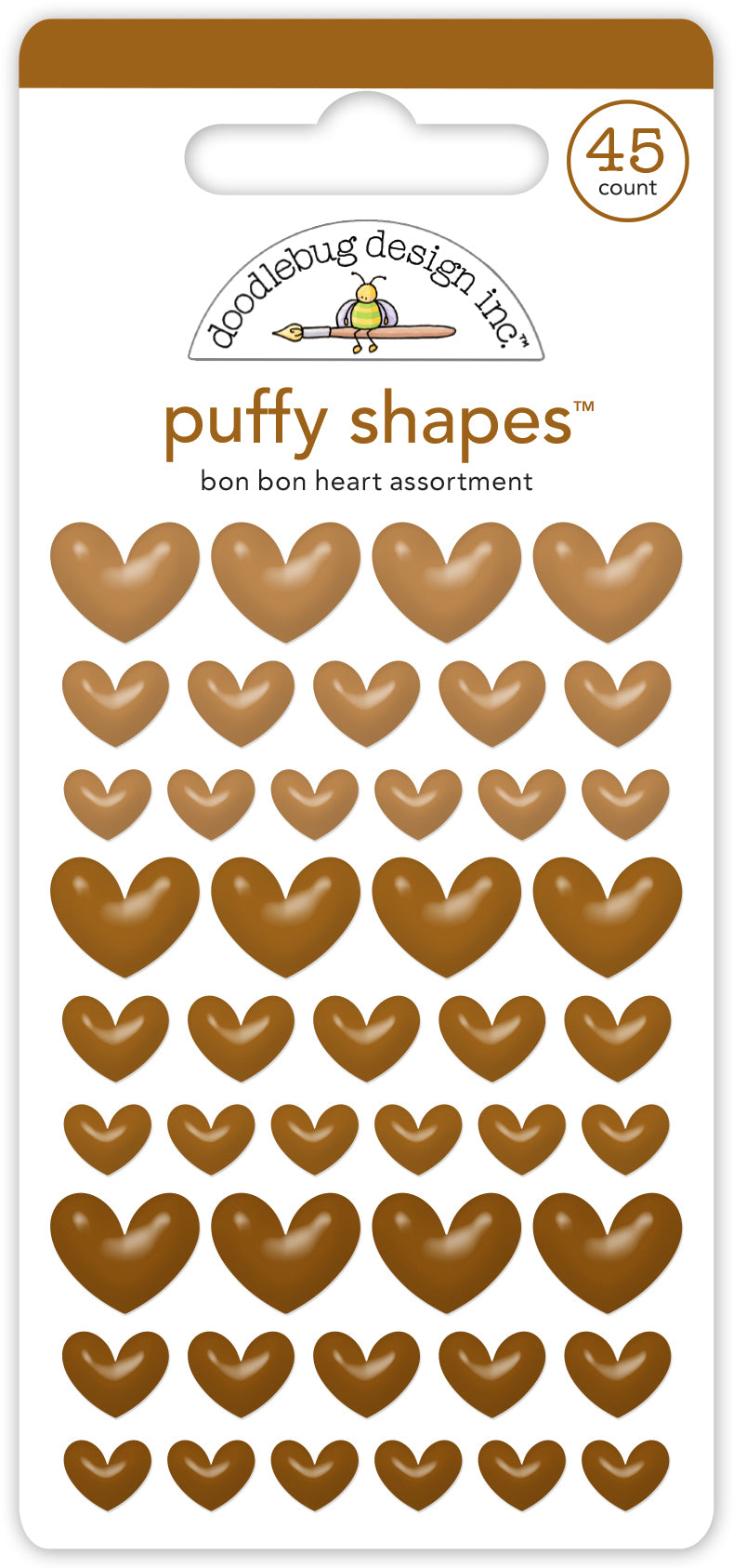Doodlebug Design - Monochromatic Collection - Stickers - Puffy Shapes - Bon Bon Hearts