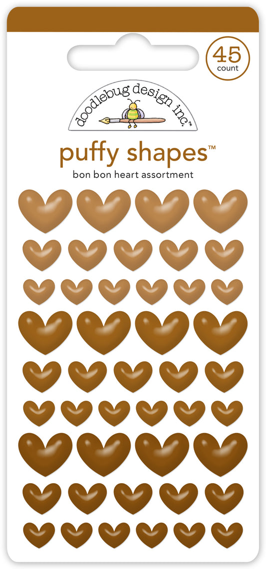 Doodlebug Design - Monochromatic Collection - Stickers - Puffy Shapes - Bon Bon Hearts