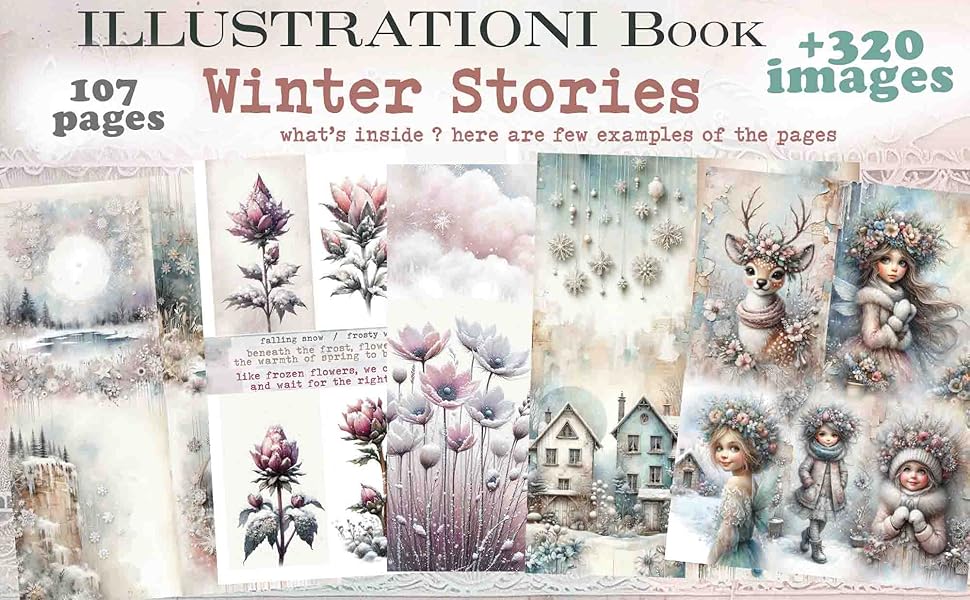 Maremi Small Art - Collage ILLUSTRATIONI Collage Ephemera for art journaling WINTER STORIES & Backgrounds