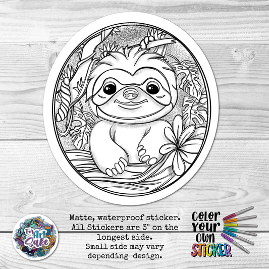 For Art Sake Stickers -  3" Sticker -CYO - Sloth