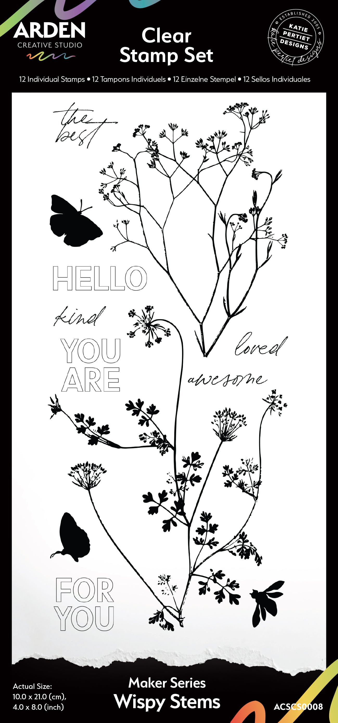 Arden Creative Studio - Maker Series -4 in x 8 in Clear Stamp Set - Wispy Stems