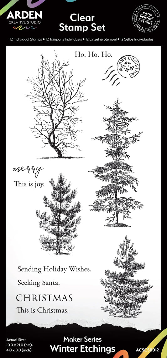 Arden Creative Studio - Maker Series Winter Etchings 4in x 8in Clear Stamp Set