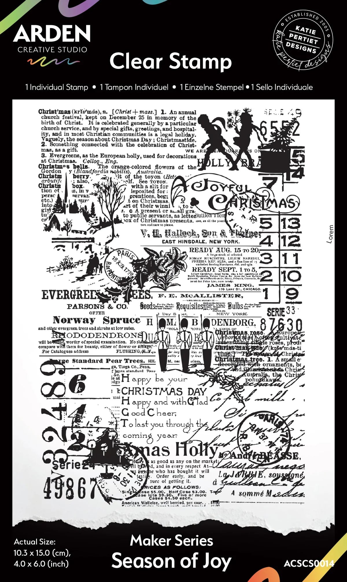 Arden Creative Studio - Maker Series Season of Joy 4in x 6in Background Stamp