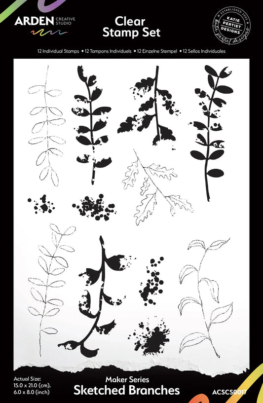 Arden Creative Studio - Maker Series - 6 in x 8 in Clear Stamp Set - Sketched Branches
