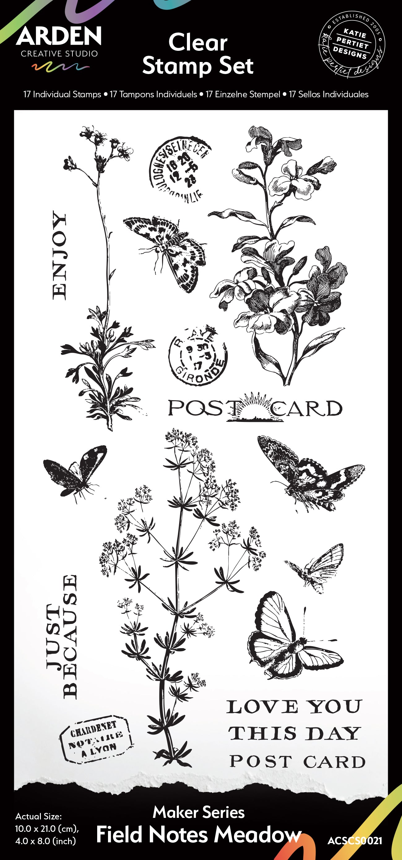 Arden Creative Studio - Maker Series -4 in x 8 in Clear Stamp Set - Field Notes Meadow
